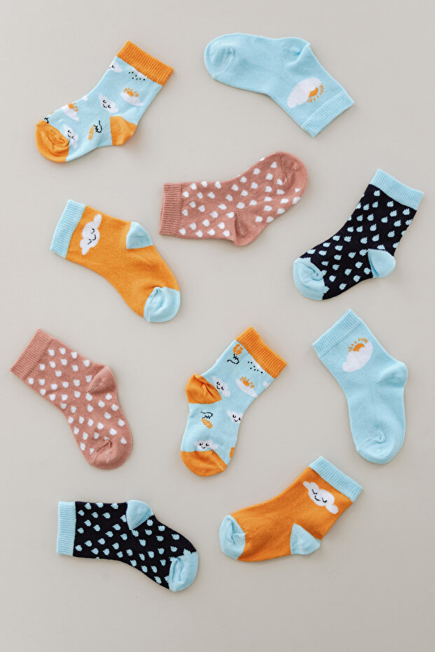 Cloud Patterned 5-Piece Socks - 1