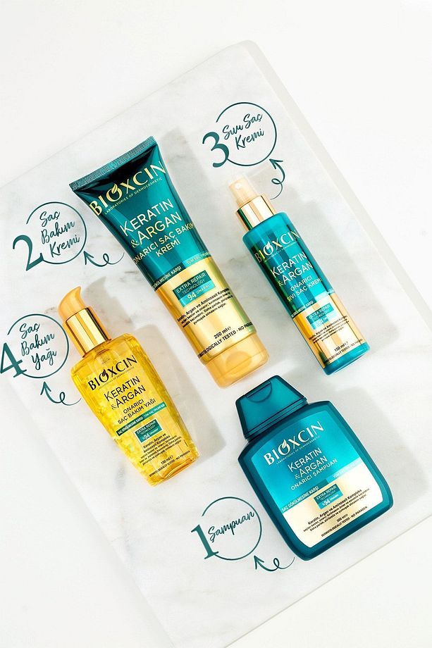 Keratin & Argan Onarıcı Şampuan300 Ml + Kertin Argan Saç Bakım Yağı - 5