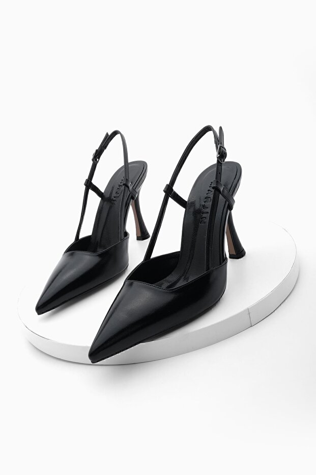 Women's Pointed Toe Thin Heel Wefted Evening Dress Classic Heeled Shoes Reney Black