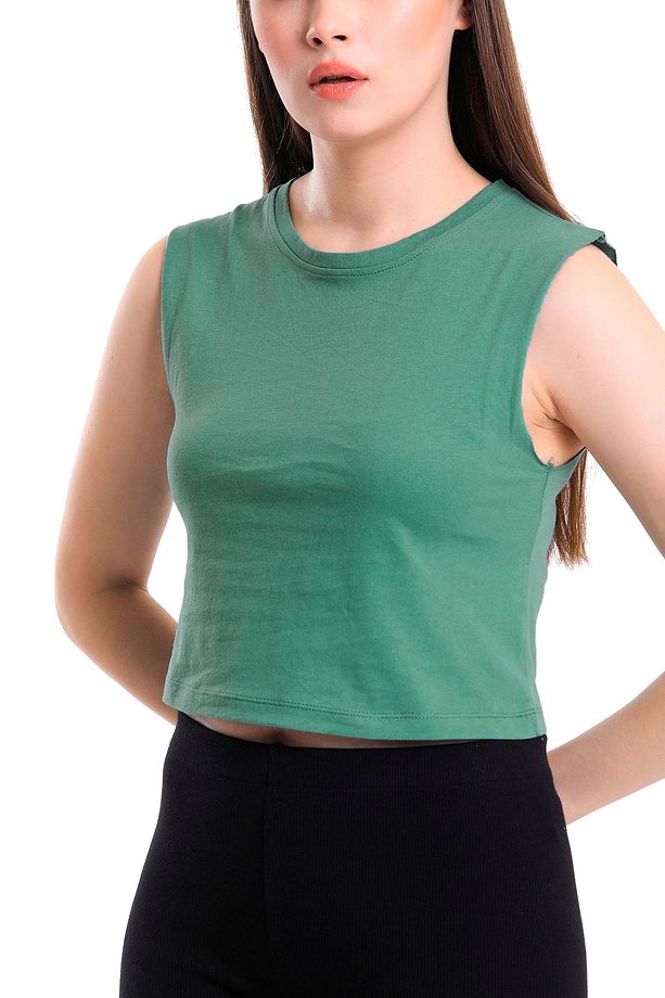 Kadın Crop Fit Basic Atlet - 3