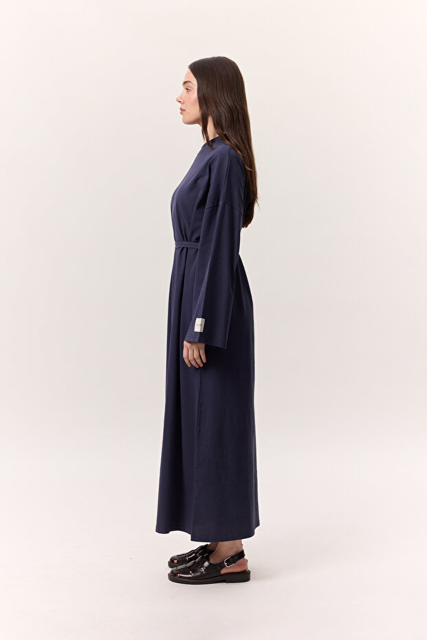 Rochie lungă oversize, confortabilă, bleumarin - 4