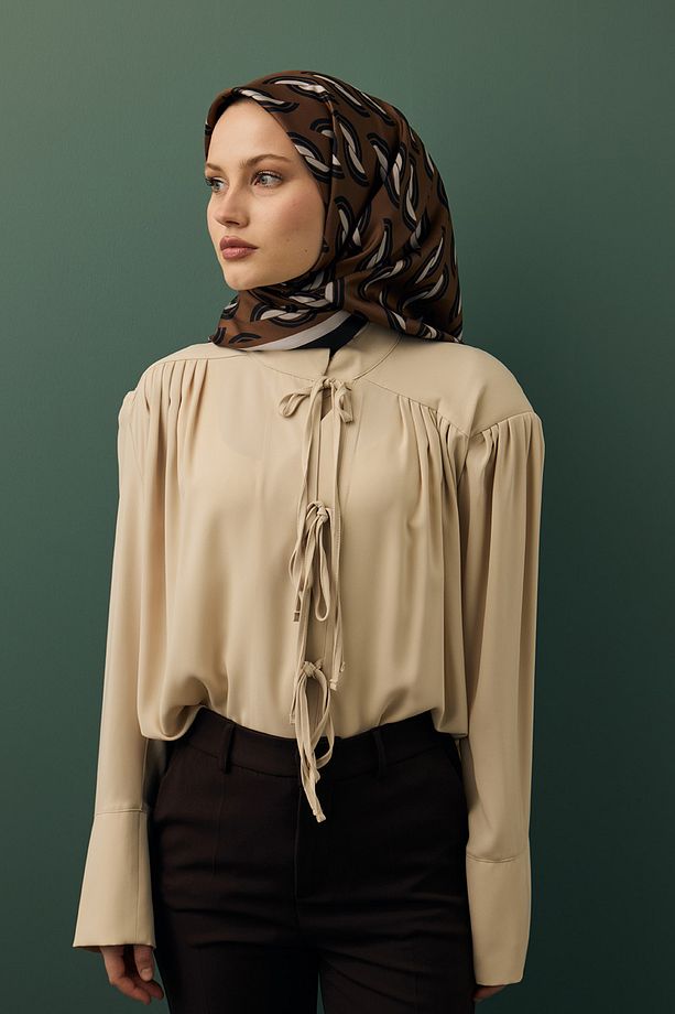 Twill İpek Eşarp Aura Kahve - 3