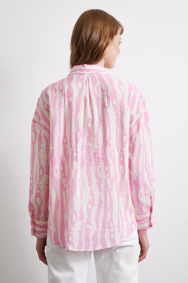 Zebra Desen Modal Gömlek Pembe - 4