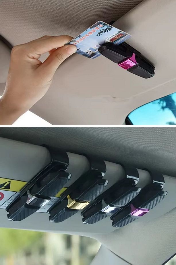 ® Araç İçi Güneşliğe Takılan 2'li Gözlük,Kart,Para Takmalık Aparat - 3