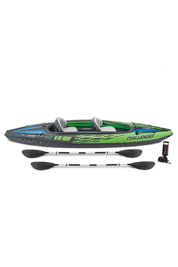 Intex Challenger K2 Set (Kürek Pompa) 351x76x38 cm yeşil kano - 3