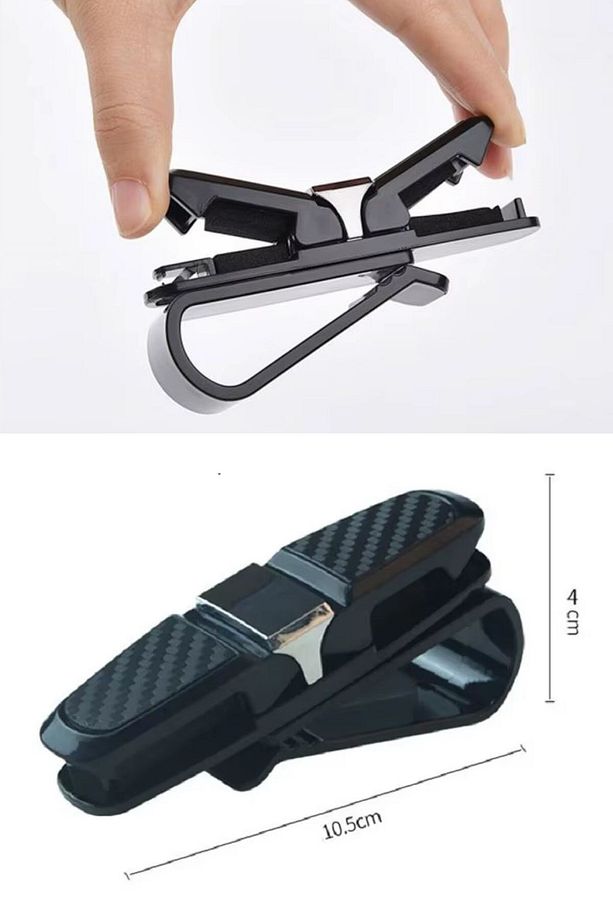 ® Araç İçi Güneşliğe Takılan 2'li Gözlük,Kart,Para Takmalık Aparat - 4
