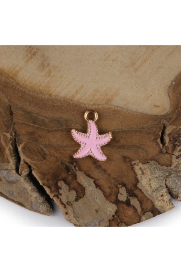 Pink Starfish Jewelry and Accessory Apparatus with Yellow Metal Ring
