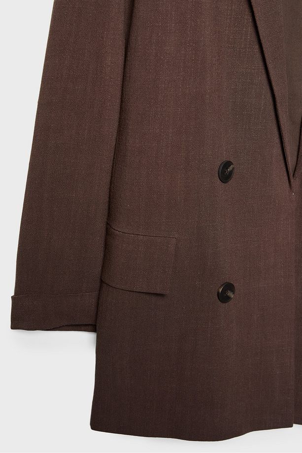 Keten karışımlı ve önü açık blazer - 6