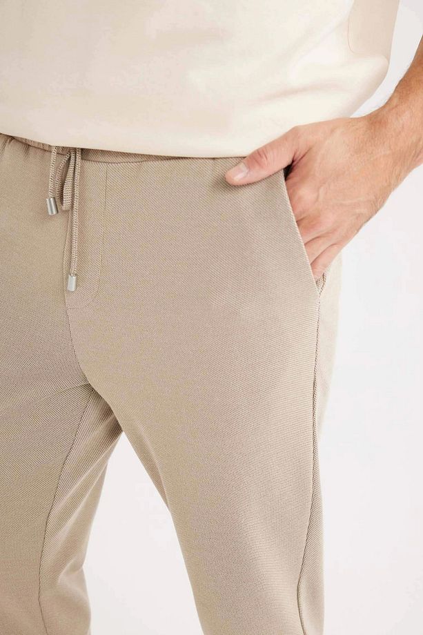 Y2651 Bej Jogger Duble Paça Yazlık Kumaş Pantolon - 5