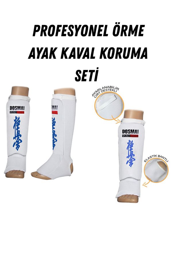 Karate Elbisesi -  Kyokushin Seti - Taekwondo Eldiveni - Profesyonel Örme Ayak Kaval Koruma Seti - 6