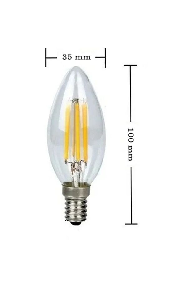 C35 RUSTİK AMPUL 4W E14 DUY BEYAZ CAM GÜN IŞIĞI FİLAMENT MUM TİPİ - 4
