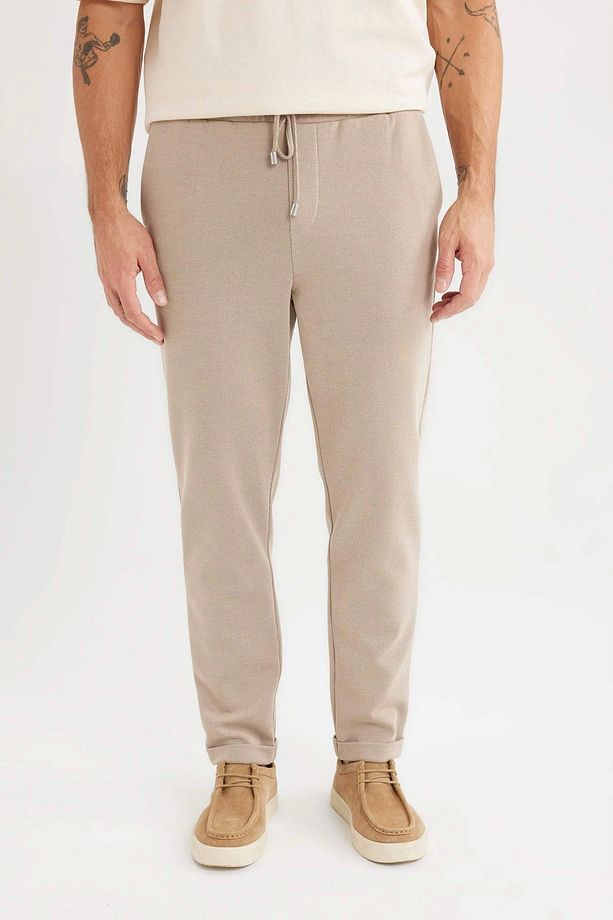 Y2651 Bej Jogger Duble Paça Yazlık Kumaş Pantolon - 4