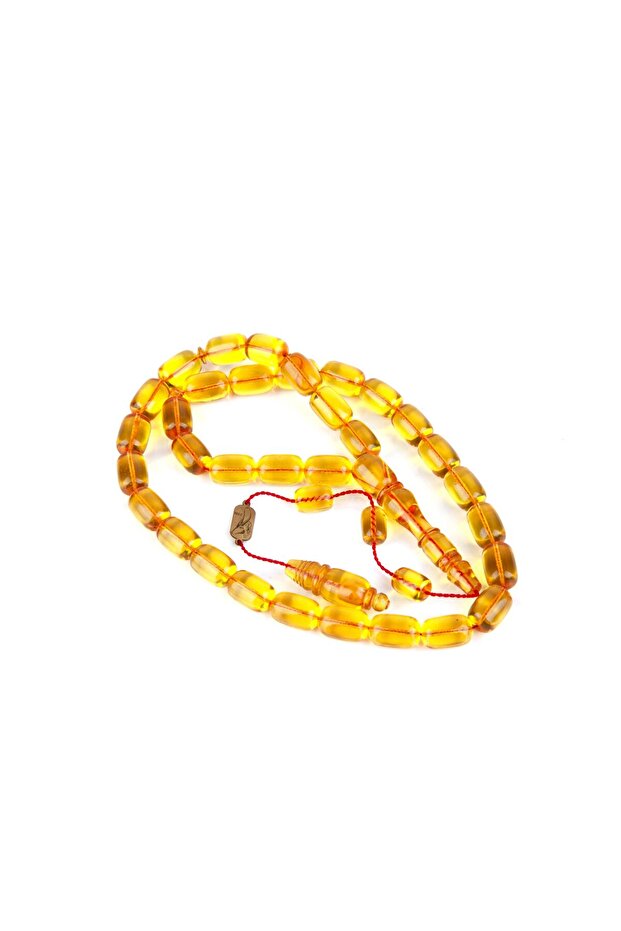 Zar Amber (Block) Capsule Cut 8X12.5Mm Prayer Beads - Transparent Yellow
