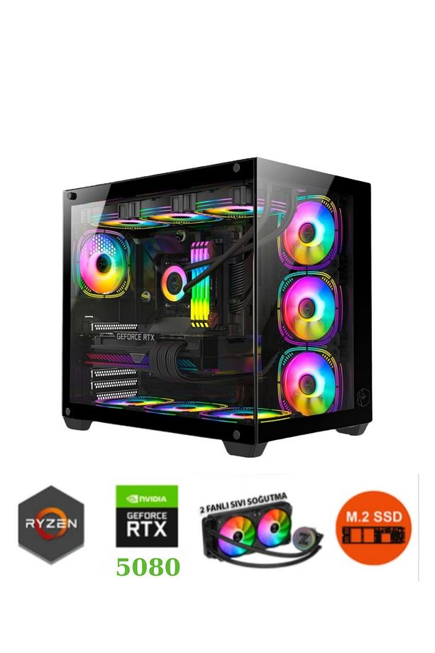 TKDEN-V54 RYZEN7-9800X3D 32GB DDR5 2TB SSD X870 WIFI MSI RTX5080 MSI 16GB 360MM SIVI SOĞUTMA PC - 1