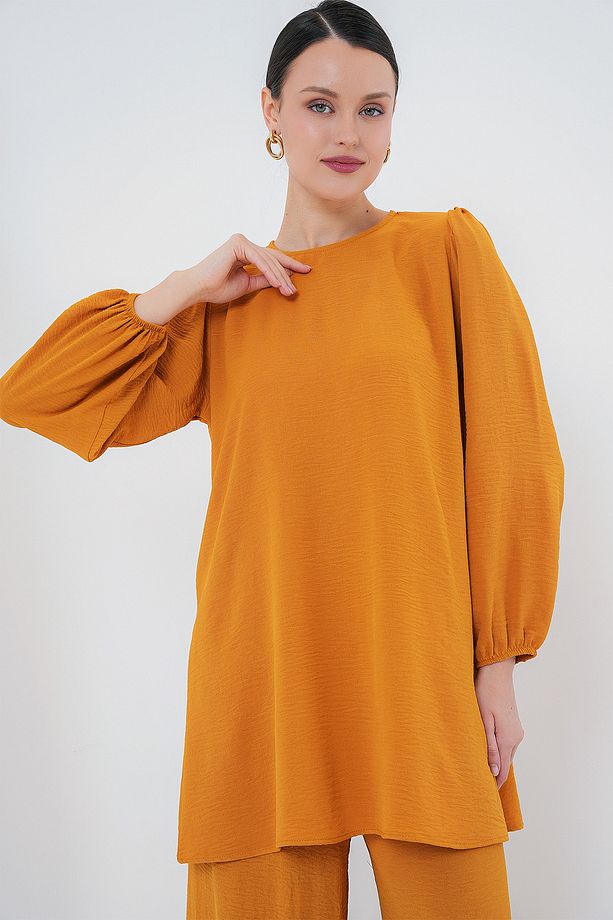 Kadın Tunik Pantolon Alt Üst Takım 6712 - Hardal - 3