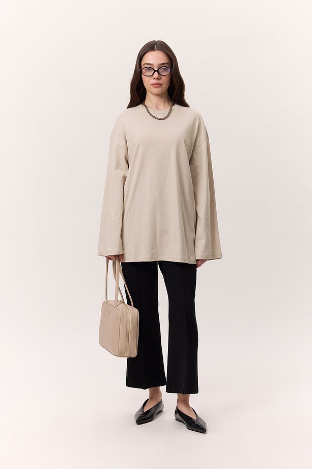 GENİŞ KOL OVERSIZE TSHIRT TAŞ - 4