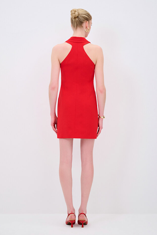 Kolsuz Önü Düğmeli Elbise - 7