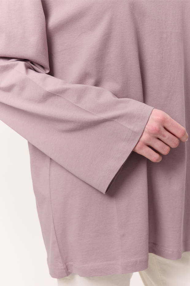 GENİŞ KOL OVERSIZE TSHIRT LİLA - 4