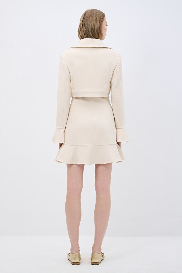 Düğmeli Crop Ceket - 7