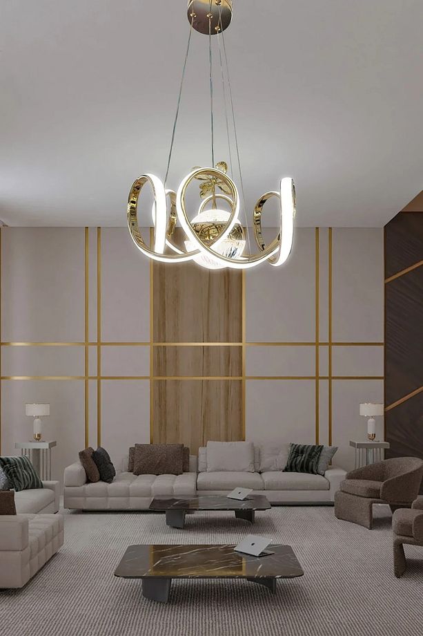 Melisa Modern Sarkıt Led Avize Powerled Lümen Gücü Yüksek - 3 Renk Kumandasız Gold - 1