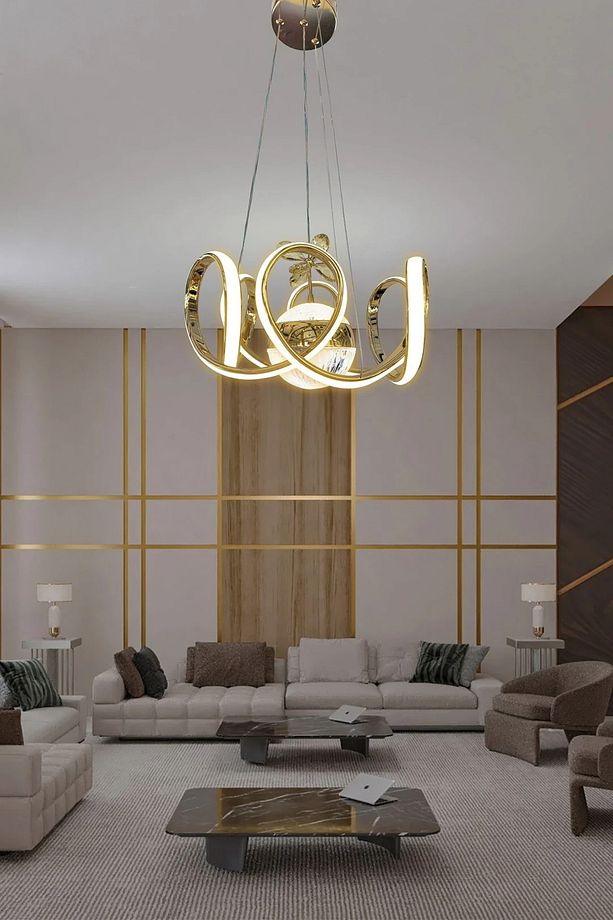 Melisa Modern Sarkıt Led Avize Powerled Lümen Gücü Yüksek - 3 Renk Kumandasız Gold - 3