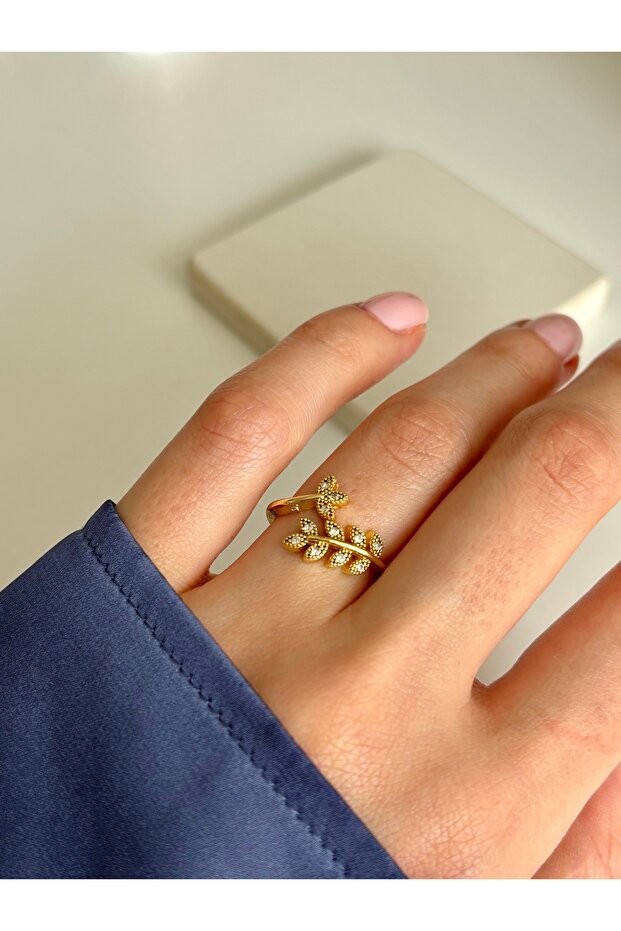 حلقة منقوشة على شكل ورقة شجر - 3