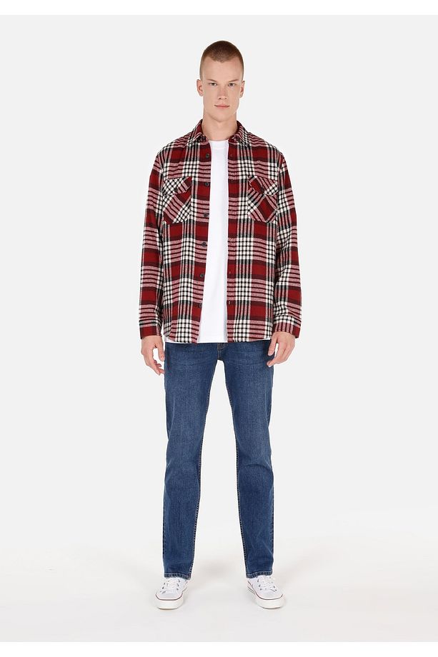045 Davıd Regular Fit Orta Bel Düz Paça Erkek Mavi Jean Pantolon - 1