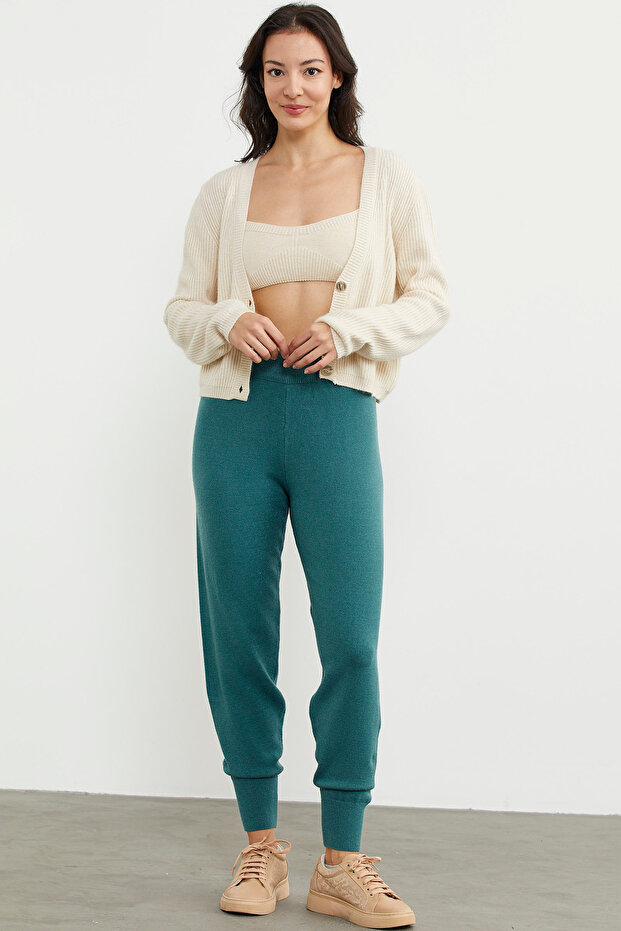 Jogger Triko Pantolon - Yeşil - 1