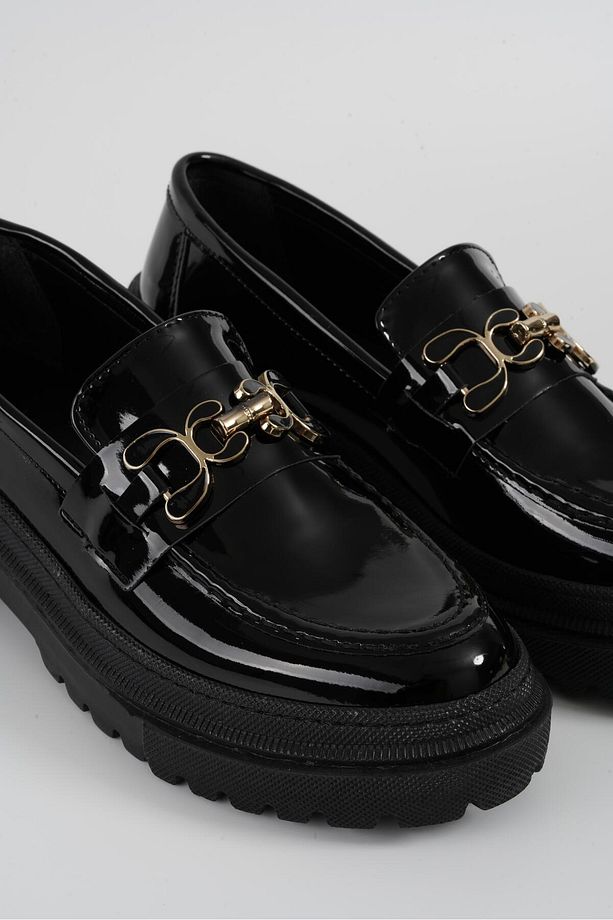Kadın Siyah Rugan Yeni Gc Kalın Taban Loafer Makosen Ayakkabı 4,5cm Byndlfrk02 - 6