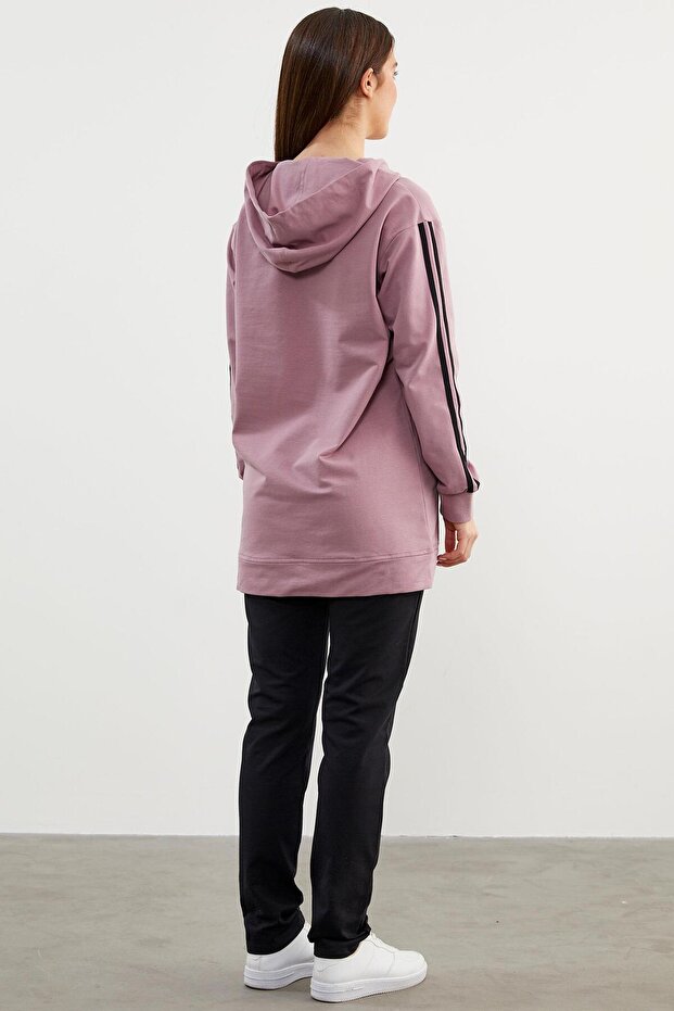 Trening oversize cu glugă - Liliac - 6