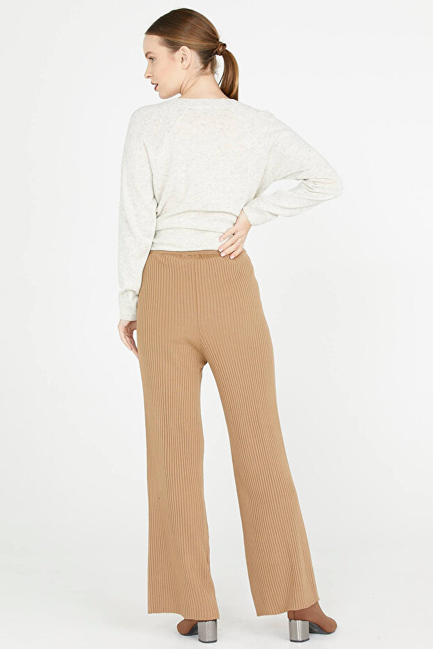 Fitilli Triko Pantolon - Kamel - 4
