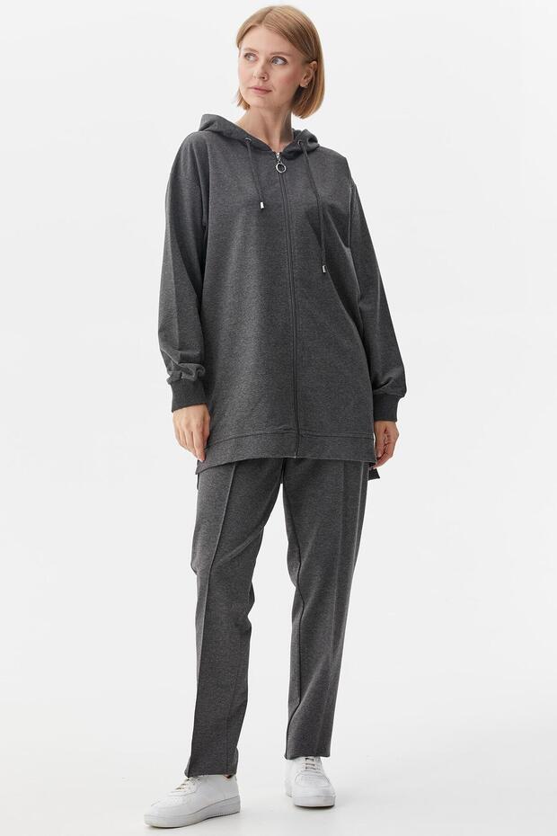 Large Size Tunic Tracksuit Set - Anthracite