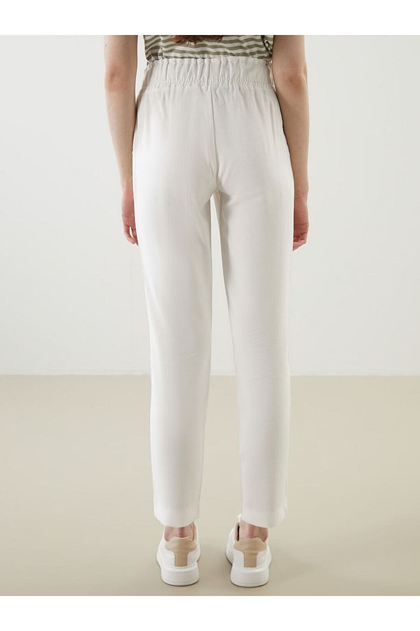 LCW Modest Ekru Beli Lastikli Kadın Pantolon - 4
