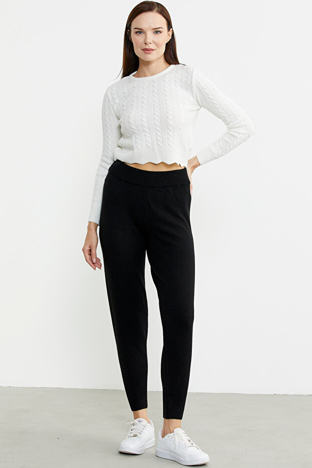 Jogger Triko Pantolon - Siyah - 1