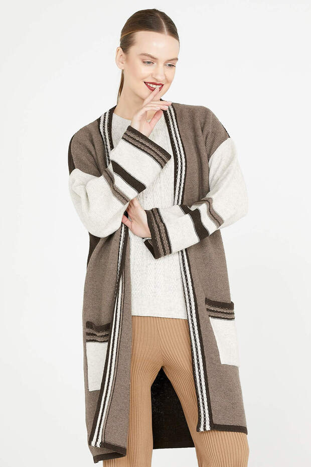 Knitwear Long Cardigan - Brown - Milk Brown
