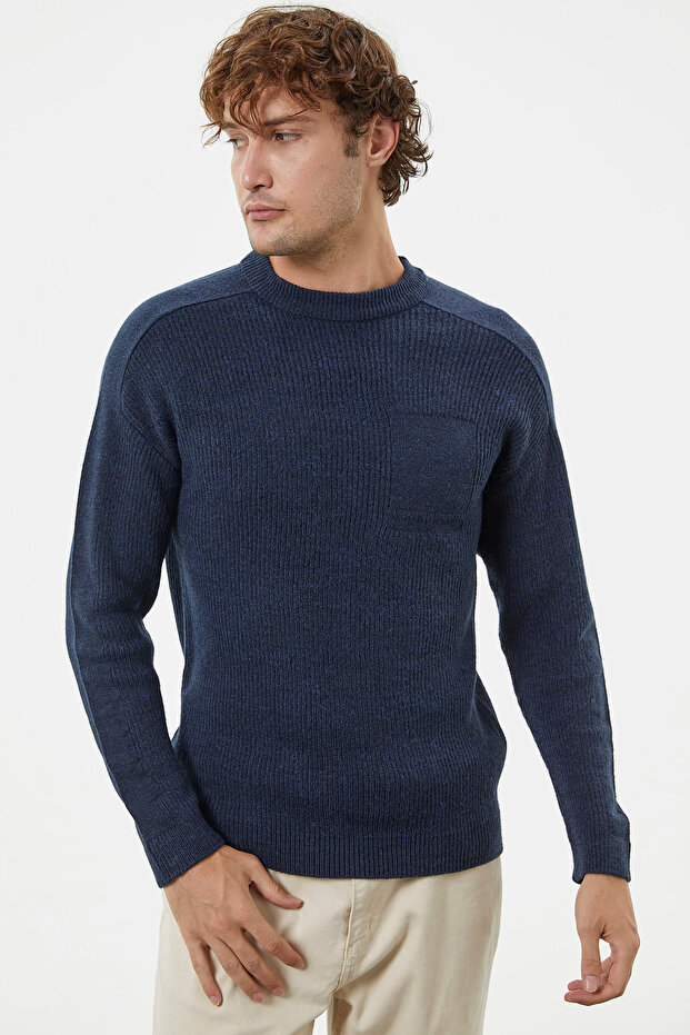 Selanik Örgü Basic Triko Kazak - Lacivert - 1