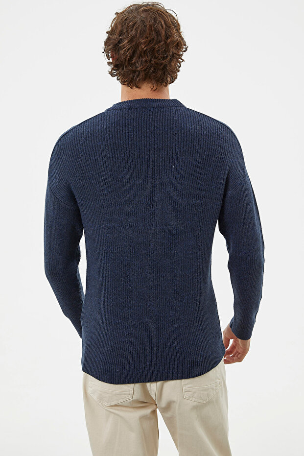 Selanik Örgü Basic Triko Kazak - Lacivert - 5
