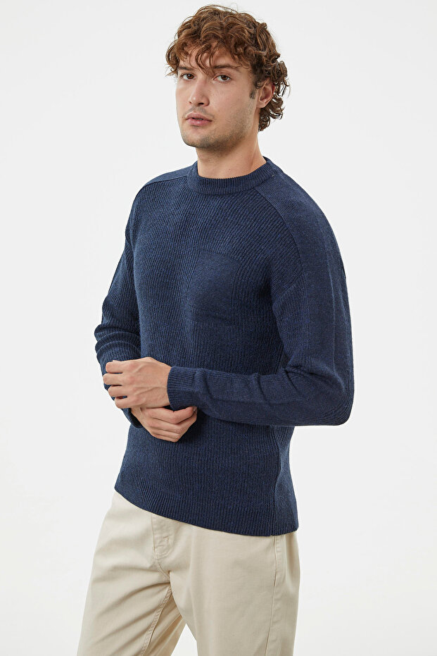 Selanik Örgü Basic Triko Kazak - Lacivert - 3