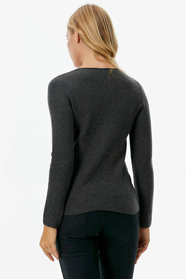 V Yaka Basic Triko Kazak - Antrasit - 5