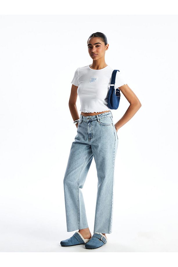 Straight Fit Kadın Jean Pantolon - 1