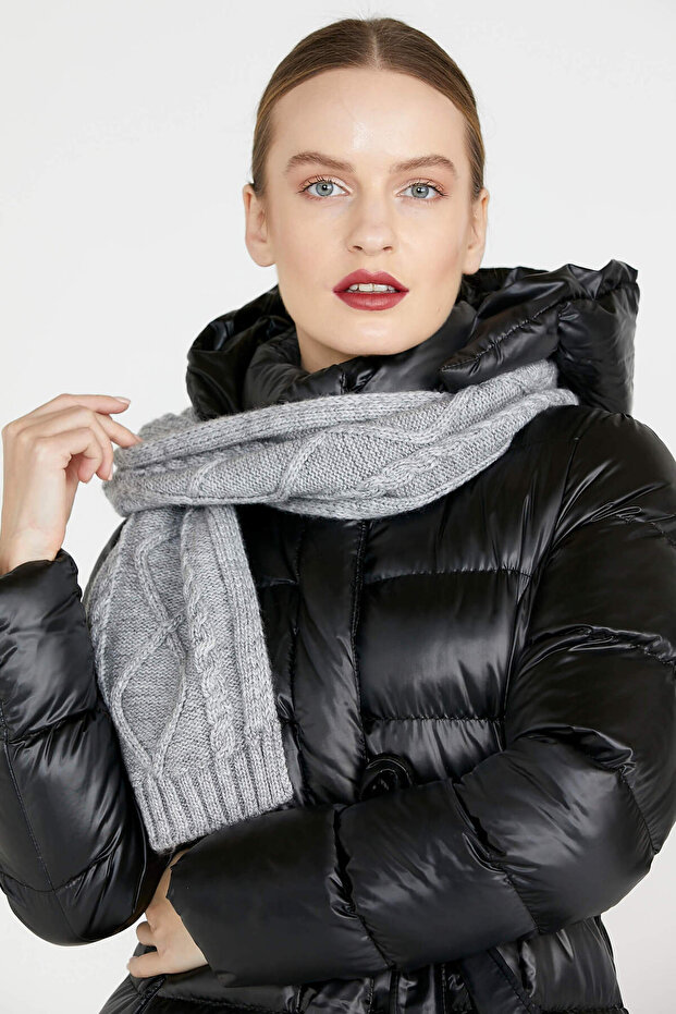 Örme Atkı - Açık Gri - 4