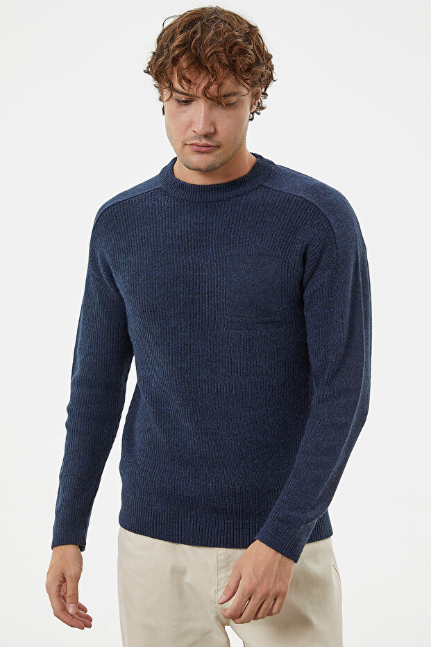 Selanik Örgü Basic Triko Kazak - Lacivert - 2