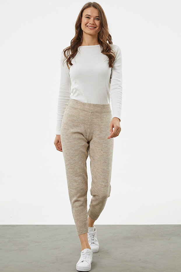 Jogger Comfortable Fit Knitwear Trousers - Beige