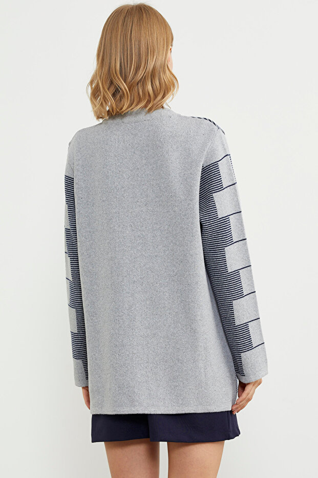 سترة تريكو بنمط كتلة من الصوف السميك - رمادي - 6