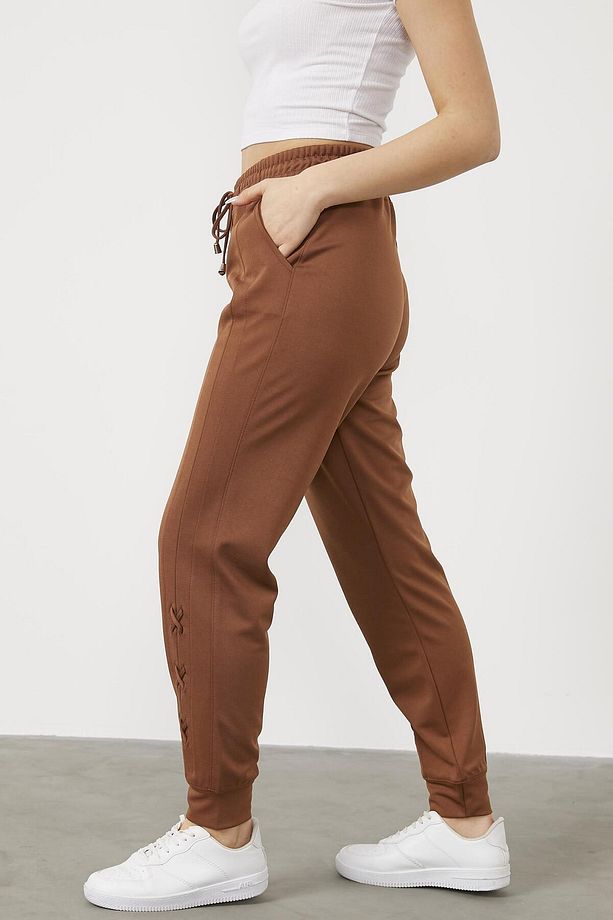 Paça Detaylı Jogger Eşofman Altı - Taba - 4