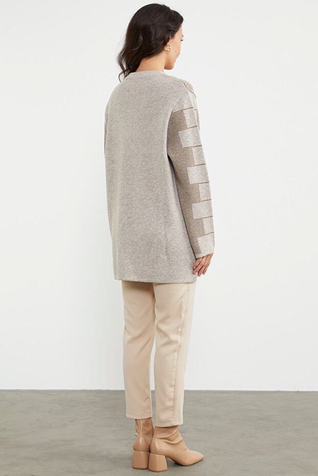 سترة تريكو بنمط كتلة من الصوف السميك - مينك - 6