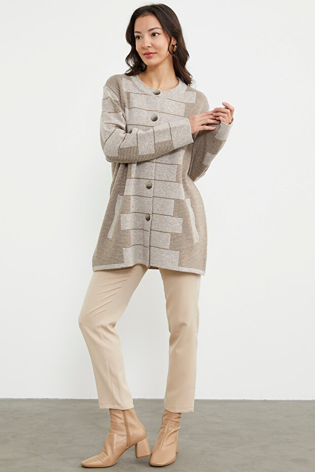 سترة تريكو بنمط كتلة من الصوف السميك - مينك - 3