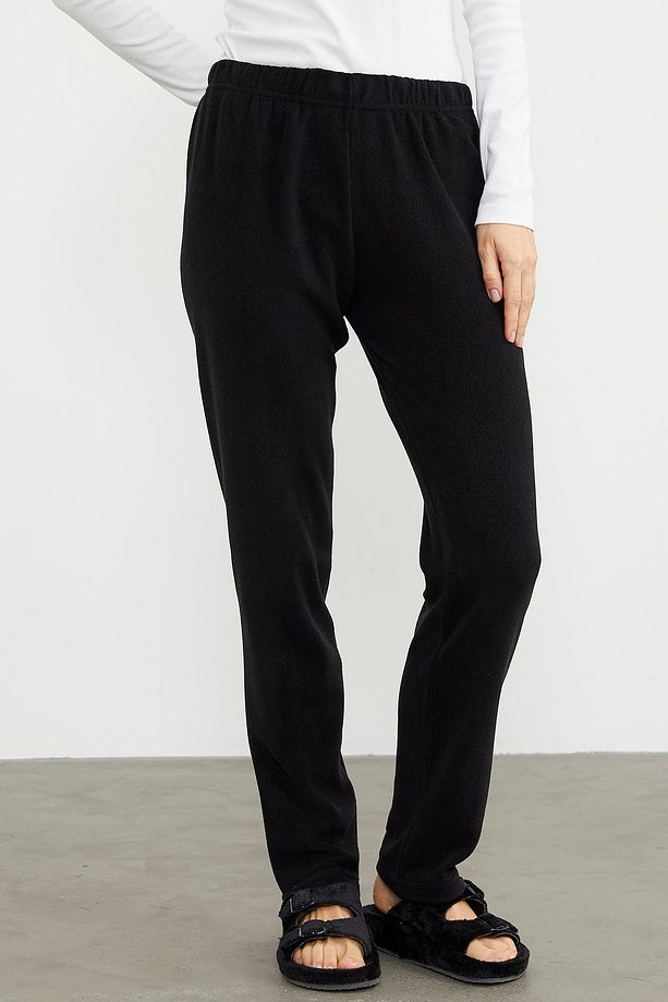 Kalın Polar Pijama Tek Alt - Siyah - 3