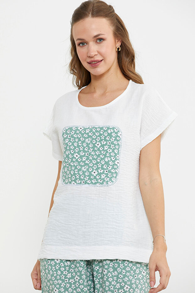 مجموعة مزدوجة بنمط الزهرة الخضراء - 2