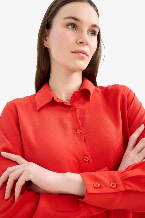Regular Fit Basic Düz Uzun Kollu Tesettür Gömlek Tunik Z3538az25sp - 4